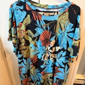 KISSMODA BLUE LEAVES Print Women's Top